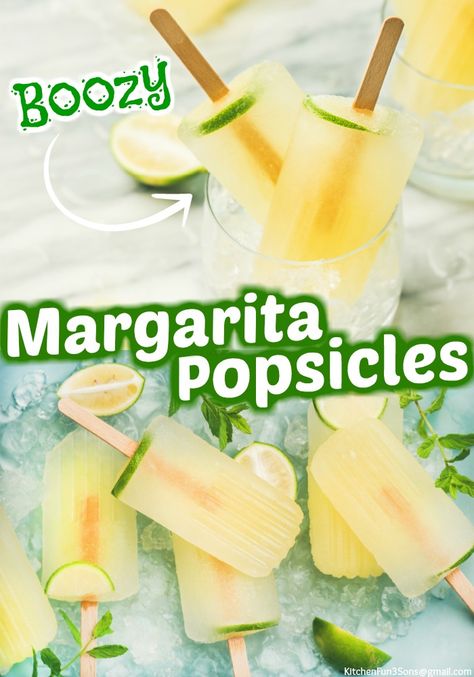 Margarita Popsicles are the best boozy treat ever! They are full of the margarita ingredients you love like tequila and lime juice, but in a cold iced pop. #drinks #popsicle #boozy #margarita #tequila Fun Food Ideas For Kids, Boozy Pops, Margarita Popsicles, Boozy Ice Pops, Popsicle Cocktail, Alcoholic Popsicles, Blueberry Margarita, Food Ideas For Kids, Frozen Popsicles