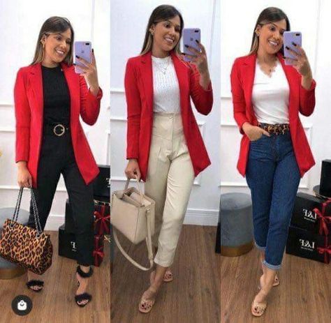 Red Blazer Work Outfits Women, Outfits Con Blazer Rojo Formal, Blazer Rouge Outfit, Blazer Rojo Outfit Casual, Red Blazer Outfit Classy, Red And Khaki Outfits, Outfit Blazer Rojo, Red Blazer Outfit Casual, Red Blazer Outfit For Work