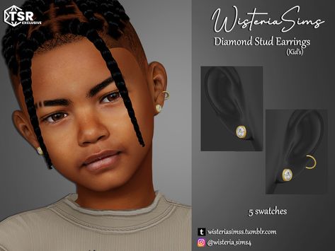 Sims 4 Diamond, Sims 4 Toddler Clothes, Sims 4 Men Clothing, Sims 4 Male Clothes, Earrings Kids, Sims 4 Piercings, Sims 4 Tattoos, Sims Baby, Sims 4 Black Hair