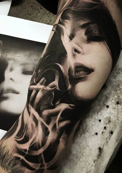 awesome black & gray tattoo © tattoo artist Benji_Roketlauncha ❤❤❤❤❤ Black Gray Tattoo, Nun Tattoo, Gray Tattoo, Black Tattoo Cover Up, Girl Face Tattoo, Realistic Tattoo Sleeve, Buddha Tattoos, Tattoo Magazine, Chicano Tattoos