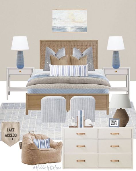 Antigua Solid Wood Bed curated on LTK Beach Theme Bedroom Master Boho, Blue And Cream Master Room, Slate Blue And Sand Bedroom, Tan White And Blue Bedroom, Coastal Double Twin Bedroom, Grey Blue Coastal Bedroom, Coastal Wicker Bedroom, Elegant Beach Bedroom, Coastal Bedroom Navy Blue And White