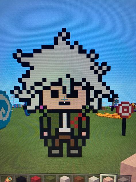 Nagito Pixel, Minecraft Pixel Art, Nagito Komaeda, Danganronpa, Pixel Art, Minecraft, Mario Characters, Fictional Characters, Quick Saves