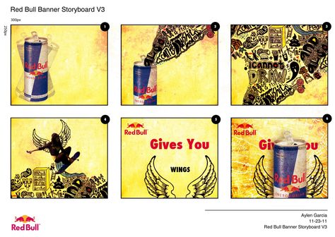 This pin is a detailed example of a advertisement story board, it displays the product and then shows the action then followed up with Redbull's slogan. It does a good job of showing the action and what happens in a short amount of clips. Product Storyboard, Red Bull Can Art, Storyboard For Advertisement, Red Bull Advertising, Red Bull Marketing, Advertisement Storyboard, Movie Billboard, Dr Ambedkar, Dr Ambedkar Hd Wallpaper New