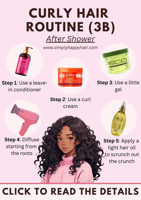 My *Perfect* 3B Curly Hair Routine (+ Product Recommendations) - Simply Happy Hair Define Curls Natural Hair, 3b Curly Hair Routine, How To Define Curls, Short Curly Hair Routine, Type 3 Curly Hair, Pillow Soft Curls, 3b Hairstyles, 3 Curly Hair, 3b Curls