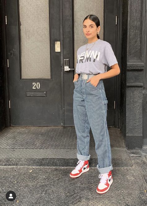 High Cut Outfit, Jordan Outfits Womens, Jordan Outfit, Look Retro, Jordan Outfits, Outfit Women, Nike Basketball, Dope Outfits, Streetwear Outfit