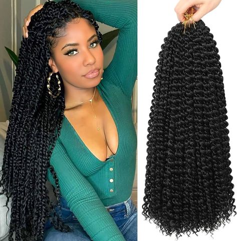 Amazon.com : Ubeleco Passion Twist Hair 24 Inch 154 Strands Water Wave Crochet Hair for Black Women 7 Packs Long Bohemian Curly Braiding Hair Spring Twist Crochet Braids Hair Extensions (24inch,1B) : Beauty & Personal Care Long Crochet Hairstyles, Long Spring Twists, Spring Twist Hairstyles, Spring Twist Braids, Passion Twist Hairstyles, Random Hairstyles, Water Wave Crochet Hair, Twists Crochet, Curly Braiding Hair