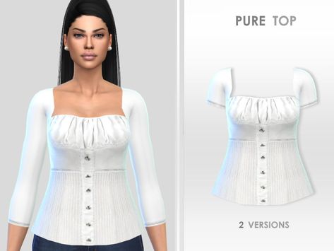 The Sims Resource - Pure Top Sims 4 Henley Top Cc, Sims 4 Henley Top, Sims 4 Cc Babydoll Top, Sims 4 Babydoll Top, Sims 4 Cc Blouse, Sims 4 Blouse, Sims Wardrobe, Cc Top, Sims Clothes