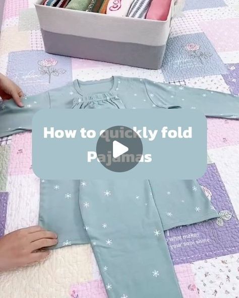 Folding Pajamas To Save Space, Folding Pajamas, Folding Baby Clothes, Laundry Diy, Konmari Folding, Follow For More, Diy Clothes, Space Saving, Pajama Set