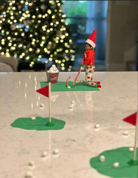 Elf Ideas Easy, Awesome Elf On The Shelf Ideas, Elf Activities, Xmas Elf, Elf Antics, Elf Fun, Kids Schedule, Playing Golf, Buddy The Elf