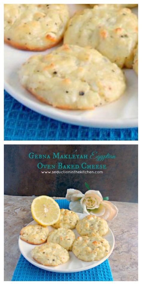 Gebna Makleyah Egyptian Oven Baked Cheese an easy, tasty little snack you will enjoy. The combo of lemon and feta is baked to perfection Oven Baked Cheese, Cultural Foods, Baked Appetizers, Chicory Recipe, Middle Eastern Dishes, Egyptian Food, Delicious Magazine, Baked Cheese, Eastern Cuisine