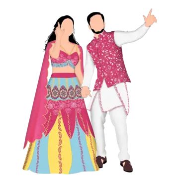 Indian Engagement Caricature, Back Pose Illustration, Sangeet Caricature Couple, Indian Groom Illustration, Sangeet Illustration, Bride Groom Caricature, Hindu Wedding Caricature, Sangeet Caricature, Indian Couple Illustration