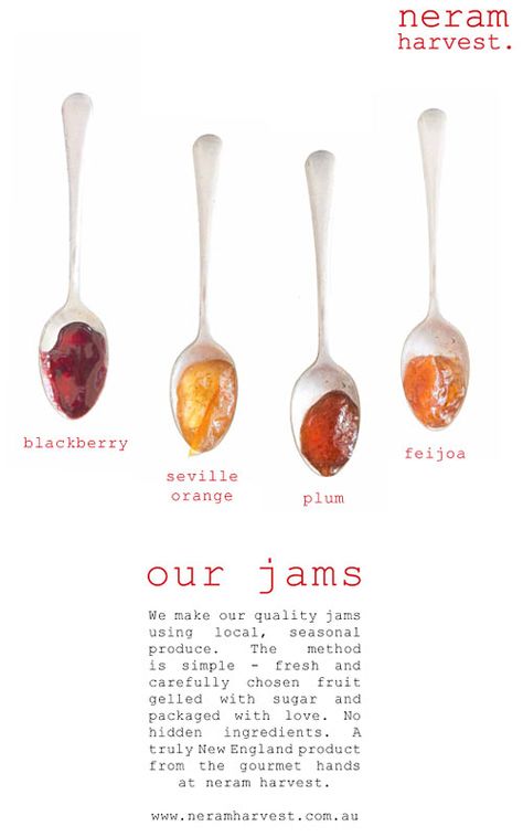 neram harvest jam poster design Jam Poster Design, Catalog Printing, Fruit Jam, In Season Produce, Visual Design, Poster Design, Jam, Wine Bottle, Juice