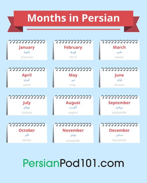 Arabic Months, Months In English, Spanish Calendar, Learn Farsi, Learn Persian, Basic Language, Turkish Lessons, Learn Turkish Language, Learning Languages Tips