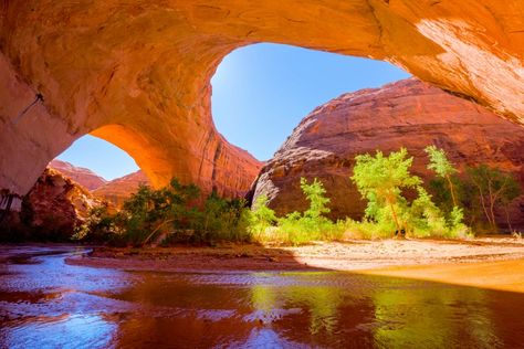 Jacob Hamblin Arch in Coyote Gulch is one of the most memorable sights in Utah's Grand Staircase-Escalante National Monument. (Getty Images) River Photos, National Geographic Expeditions, Things To Do In Utah, Grand Staircase Escalante, Escalante National Monument, Utah Road Trip, West Coast Road Trip, Capitol Reef National Park, Road Trip Destinations