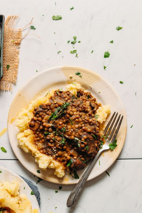 Healthy Mashed Potatoes Recipe, Stew Over Mashed Potatoes, Lentil Mushroom Stew, Mushroom Lentil Stew, Lentils Mushrooms, Lentil Mushroom, Healthy Mashed Potatoes, Potatoes Dinner, Over Mashed Potatoes