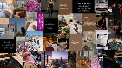 Luxury lifestyle vision board Brown Girl Vision Board, Vision Board Ideas Black, Vision Board Black Women, Soft Life Aesthetic Black, Black Youtubers, Black Business Owner, 2024 Prayer, Pink Porsche, Widget Smith