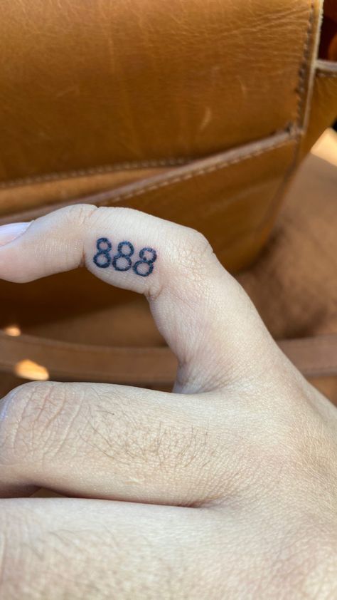 Angel number 888 tattoo on pinky finger 888 Finger Tattoo, Tattoo On Pinky Finger, 888 Angel Number Tattoo, Tattoo Balance, Pinky Tattoo, 888 Tattoo, David Thornton, 8 Tattoo, Number Angel