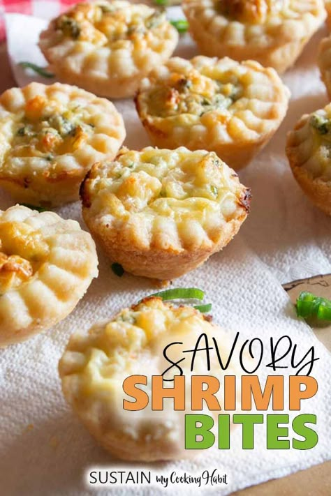 With it's buttery, garlic shrimp filling inside a flaky homemade pastry makes this savory shrimp puff pastry recipe a must-try appetizer. #sustainmycookinghabit Shrimp Puff Pastry, Buttery Garlic Shrimp, Shrimp Filling, Puff Pastry Ingredients, Buttery Shrimp, Homemade Pastry, Puff Pastry Recipe, Puff Pastry Appetizers, Pastry Appetizer