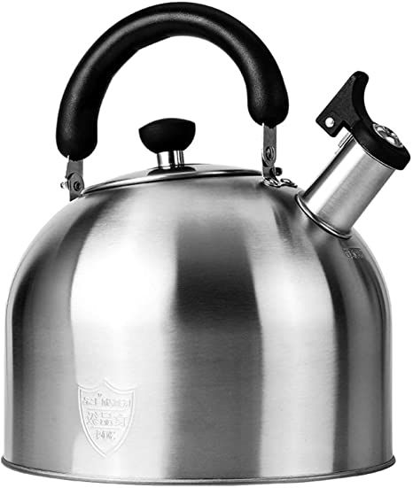 YARDWE 2.5L Large Capacity Kettle Stovetop Tea Kettle Whistling Tea Kettle Stainless Steel Teakettle Teapot (Silver Black) Steel Connection, Stovetop Kettle, Gooseneck Kettle, Stainless Steel Kettle, Teapot Design, Water Boiling, Whistling Tea Kettle, Tea Kettles, Shabu Shabu