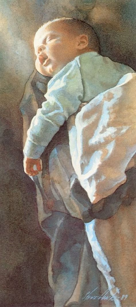 Sleeping Newborn, Steve Hanks, Art Amour, Art Et Illustration, Watercolor Portraits, Mother And Child, Art Watercolor, Artsy Fartsy, Beautiful Paintings