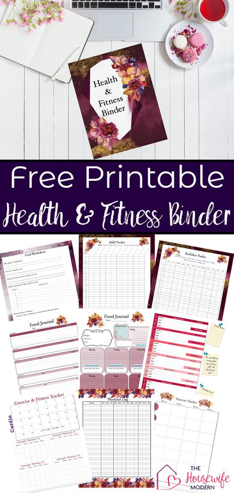 Free Printable Health & Fitness Binder. Food journals, exercise trackers, weight loss trackers, goal worksheet, 30 day exercise challenge, & more! 30 Day Exercise Challenge, 30 Day Exercise, Diy Fitness Journal, Fitness Binder, Goal Worksheet, Food Journals, Weight Log, Fitness Journal Printable, Exercise Challenge