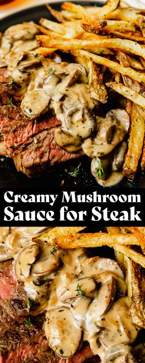 Mushroom Sauce For Steak, Mushroom Steak, Sauce For Steak, Cranberry Butter, Lemon Garlic Butter Sauce, Steak And Mushrooms, Steak Frites, Creamy Mushroom Sauce, Homemade Condiments