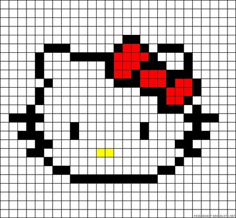 Anime Lips, Hello Kitty Earrings, Hello Kitty Crochet, Graph Crochet, Diy Perler Bead Crafts, Pixel Art Grid, Plastic Canvas Patterns Free, Iron Beads, Pixel Pattern