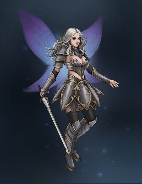 ArtStation - Fairy with Armor, Aubrey Postier Dungeons And Dragons Races, Male Fairy, Fairy Images, Rpg Characters, Fairy Artwork, Character References, Dungeons And Dragons Characters, Dungeons And Dragons Homebrew, Fantasy Warrior