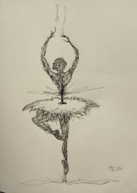 Scribble artwork of a dancing ballerina done in ink. Done by Austin Artist Michael Lee BMachinesMike #scribble #scribbleart #penart #abstractdrawing #inkdrawing #ballerina #dancer Dark Scribble Art, Scribble Art Doodles, Scribble Art Easy, Pen Scribble Art, Ballet Tattoo, Diy Drawings, Scribble Drawings, Pen Artwork, Scary Drawings