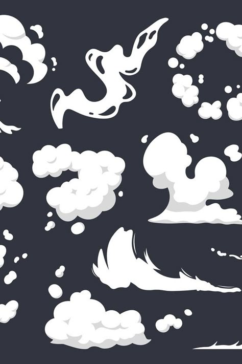 Anime Dust Cloud, How To Draw Steam, Steam Reference, Steam Drawing, Steam Illustration, Dust Illustration, Explosion Illustration, Air Illustration, Comic Cloud