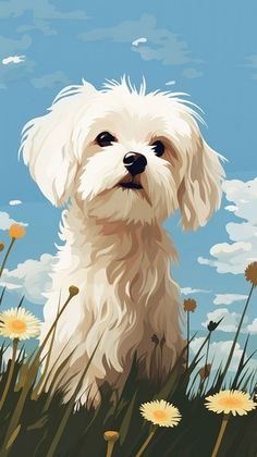 Maltese Painting, Maltese Dog Drawing, Maltese Drawing, White Dog Painting, Maltese Art, Dog Caricature, Bichon Havanais, Pet Portrait Paintings, Dog Portraits Painting