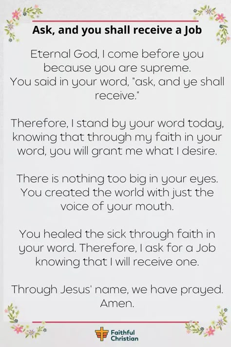 Miracle Prayer For Employment and New Job (With Bible Verses) Prayer To Find A Job, Prayers For A New Job, Prayer For Job Protection, Prayer For Employment Looking For A Job, Prayer For New Job Opportunity, Prayer For Job Offer, New Job Prayer, Prayer For Job Opportunity, Prayer To Get A Job