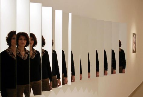 Daniel Rozin Self Centered Mirror Projection Installation, Mirror Illusion, Interaktives Design, Mirror Installation, Reflection Art, Mirror Artwork, Mirror Reflection, Self Centered, Interactive Art