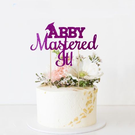 Mastered It Cake Topper Masters Degree Cake Topper | Etsy Graduation Cake Masters Degree, Masters Degree Cake Ideas, Mastered It Graduation Party, Masters Degree Cake, Mastered It Cake, Mba Graduation Party, Master's Graduation, Degree Cake, College Graduation Party Decorations