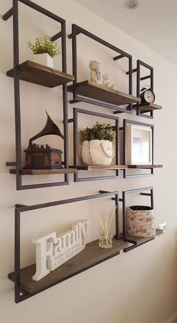 Wall Decor Ideas, Decorating with Ordinary Frames for Exceptional Look Koti Diy, Smart Tiles, Regal Design, Metal Furniture Design, Hanging Shelf, Decorating Shelves, Shelf Design, House Interior Decor, Decoration Design