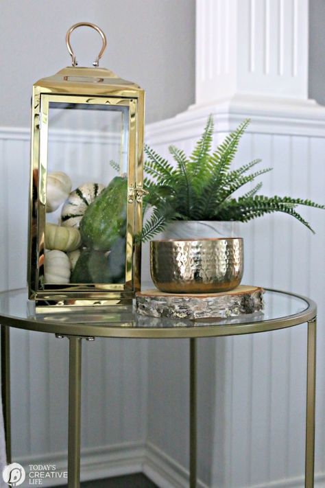 Coffee Table Lantern Decor, Decorating With Lanterns Living Rooms, Lantern Decor Living Room, Lantern Decor Living, Lantern Living Room, Budget Friendly Home Decor, Lantern Candle Holder, Dining Table Gold, Fall Decorating Ideas