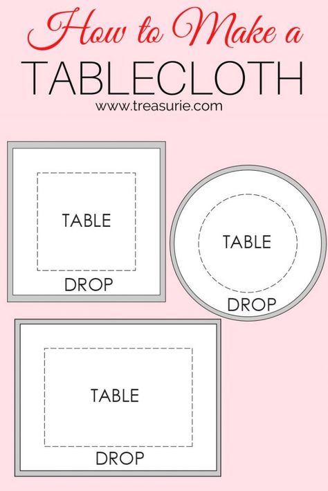 How to Make a Tablecloth - Any Size or Shape Tablecloth Ideas Diy, Mother Day Craft, Make A Tablecloth, Tablecloth Size Chart, Diy Tablecloth, Tablecloth Pattern, Oblong Tablecloth, Fitted Tablecloths, Tablecloth Sizes