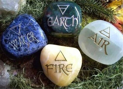 Elemental rune Stones: earth, air, water, fire Earth Air Fire Water, Earth Wind & Fire, 4 Element, Air Fire, Earth Wind, 4 Elements, 5 Elements, Garden Stones, Book Of Shadows