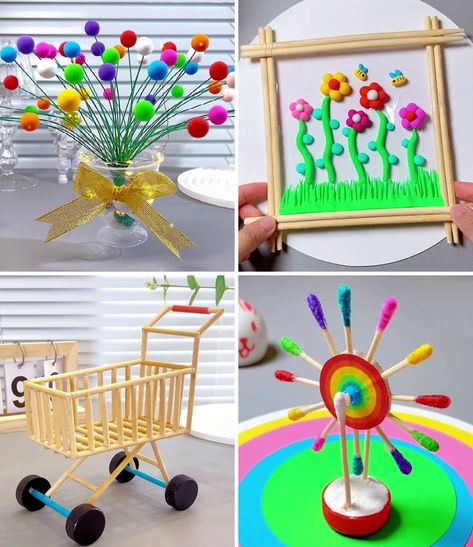 Easy and Attractive DIY Projects Using Bamboo | DIY Bamboo Stick Craft Ideas for Kids | By Activities For Kids | Facebook Easy Bamboo Crafts, Art With Bamboo Sticks, Bamboo Skewer Crafts, Skewer Crafts, Stick Craft Ideas, Clay Ball, Diy Bamboo, Bamboo Diy, Bamboo Stick