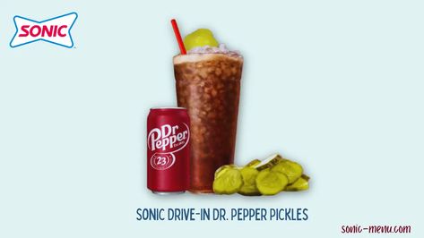 Sonic Pickle Slushie Recipe, Dr Pepper And Pickles, Route 44 Sonic Drinks, Sonic Drinks Dr Pepper, Whiskey And Dr Pepper, Sonic Menu, Sonic Drinks, Dr Pepper, Sonic