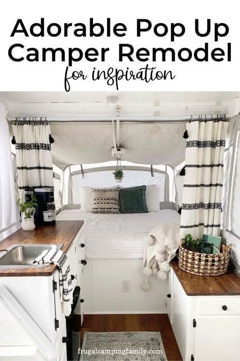 Pop Up Camper Remodel Inspiration - Frugal Camping Family Redo Camper Interior Diy, Starcraft Pop Up Camper Remodel, Diy Pop Up Camper Remodel, Pop Up Camper Interior Ideas, Pop Up Camper Organization, Small Pop Up Camper Remodel, Small Pop Up Campers, Pop Up Camper Remodel, Pop Up Princess