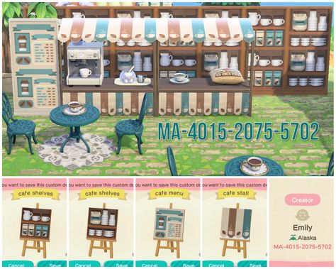 Ramen Bar Animal Crossing, Animal Crossing Coffee, Animal Crossing Cafe, Motif Acnl, Blue Cafe, Animal Crossing 3ds, Animals Crossing, Ac New Leaf, Cafe Sign