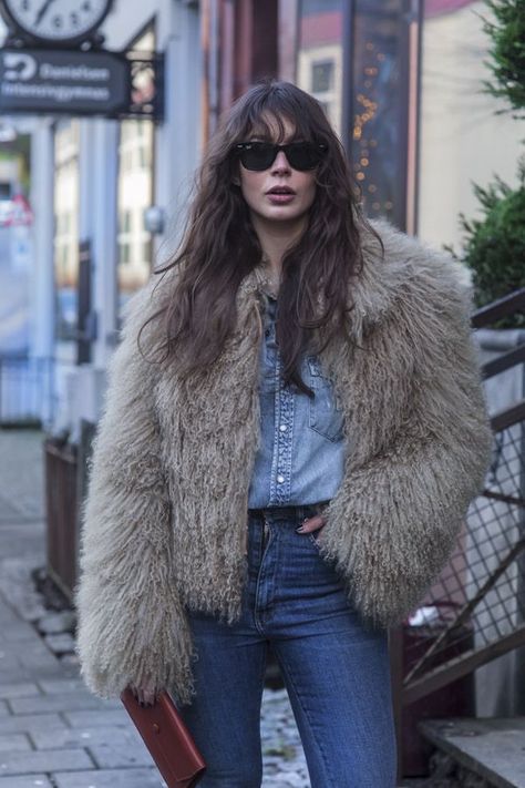 Fur Coat, Faux Fur, A Woman, Sunglasses, Red