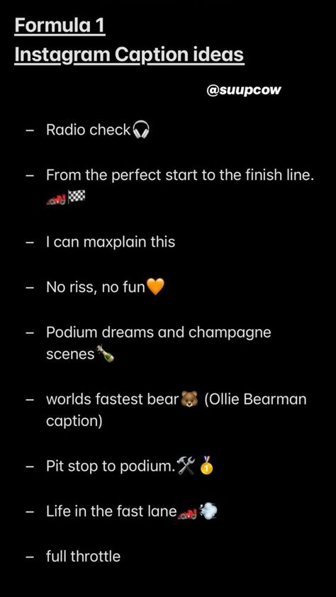 Formula 1 Captions For Instagram, Car Bio Instagram, Car Photo Captions Instagram, F1 Username Ideas, F1 Instagram Captions, F1 Captions For Instagram, F1 Bio Ideas, F1 Instagram Story, Motorcycle Captions Instagram