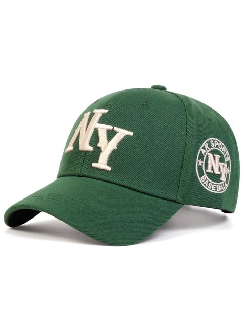 1Piece Men Letter NY Embroidered Baseball Cap Outdoor Adjustable Sunscreen Leisure Hat Spring Autumn Travel Tourism Beach Vacation Green Casual   Polyester  Curved Brim Hat (Dad Cap)  All,Spring/Summer,Fall/Winter Men Accessories, size features are:Bust: ,Length: ,Sleeve Length: Autumn Travel, Breast Tape Lift, Green Street, Men Baseball Cap, Embroidered Baseball, Slim Fit Top, Dad Cap, Rain Gear, Embroidered Baseball Caps