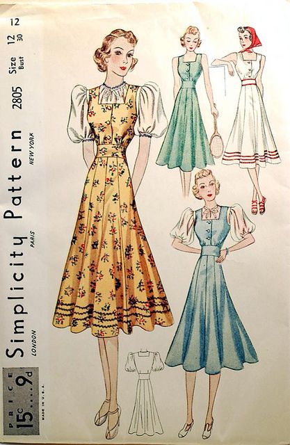 1930s vintage sewing pattern by wondertrading, via Flickr Fashion Definition, 40s Mode, Vintage Clothes Patterns, 1930 Fashion, Patron Vintage, 30s Fashion, Vintage Dress Patterns, 40s Fashion, 1930s Fashion