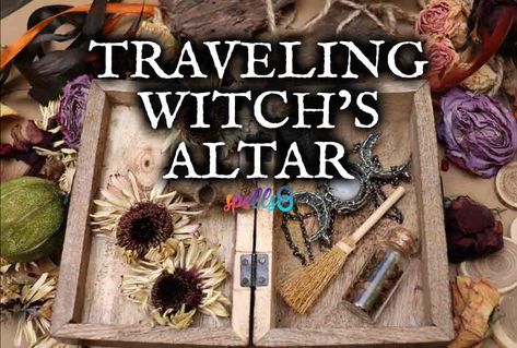 Traveling Witch’s Portable Altar Ideas and Photos Portable Altar Boxes, Portable Altar, Sacred Space Altar, Travel Altar, Witchy Room, Altar Ideas, Witchcraft Altar, Mini Altar, Witches Altar