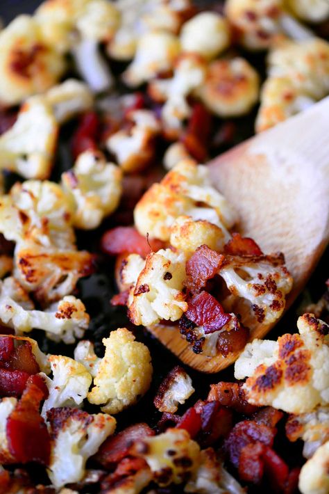 Bacon Roasted Cauliflower - The Gunny Sack Bunny Rolls, Primal Eating, Roasted Cauliflower Recipe, Keto Veggies, Cauliflowers, Bacon Cauliflower, Weekly Recipes, Gunny Sack, Roasted Cauliflower Recipes