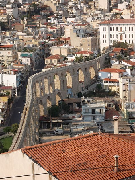 Roman Aqueduct in Kavala, Thassos Island #Greece Greece Kavala, Kavala Greece, Greece Holidays, Northern Greece, Macedonia Greece, Roman Aqueduct, Thasos, Places In Greece, Travel Greece