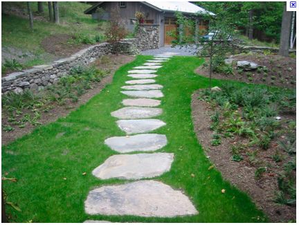 Concrete stepping stones. Backyard Grass Alternative, Stepping Stone Pathway, Stepping Stone Walkways, Stepping Stone Paths, Concrete Path, Backyard Walkway, No Grass Backyard, Walkway Landscaping, Outdoor Walkway